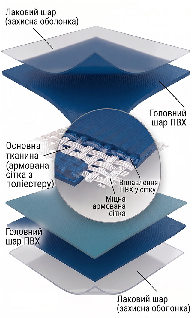 структура та опис тентової ПВХ тканини Sioen